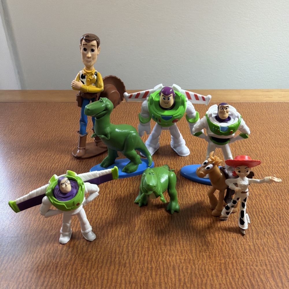 TOY STORY lot of 8 Action Figures Disney Pixar Toys Figurines Buzz Woody Rex